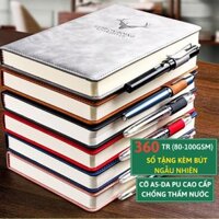 Sổ tay bìa Da PU A5 ghi chép 360 trang mẫu hươu sang trọng Tặng kèm bút viết - Hồng- 80gms