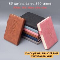 Sổ tay bìa da PU KHẮC TÊN cỡ A5 sổ ghi chép quà tặng văn phòng phẩm hội nghị 360 trang B122 - Xanh đậm - Có khắc tên