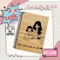Sổ tay bìa gỗ khắc nội dung theo yêu cầu - quà tặng người thương sale off