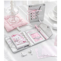 Sổ Tay Còng Sắt Bìa Da Mini M5 ROSYPOSY Ballet Dreams,kèm nơ thắt DIY coquette,nhiều ngăn đựng card,hình ảnh,bút viết