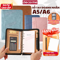 Sổ tay doanh nhân có khóa kéo Decorme sổ tay nhật ký A5 A6 sổ bìa da sổ tay máy tính sổ quà tặng sang trọng
