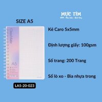 Sổ Tay Ghi Chép 200 Trang Clasmate Sổ Lò Xo 100GSM Kẻ Caro A5 Viết Calligraphy Sổ Bullet Journal Bìa Nhựa