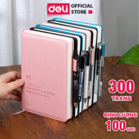 Sổ Tay Ghi Chép Bìa Da A5 300 Trang Kẻ Ngang Deli - Phù Hợp Làm Sổ Kế Hoạch Planner, Nhật Kí, Tập Vở Ghi Chép Bullet Journal - EN012  EN013 - 300 trang - 100gsm - Xanh Dương