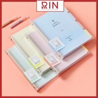 Sổ Tay Ghi Chép Gáy còng nhựa  Binder Gáy Lò Xo ghi chép 120 Trang - Màu Pastel - Có kèm giấy - Size A5 - Xanh lá