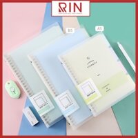 Sổ Tay Ghi Chép Gáy còng nhựa  Binder Gáy Lò Xo ghi chép 120 Trang - Màu Pastel - Có kèm giấy - Size A4 - Xanh dương