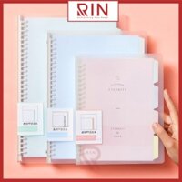 Sổ Tay Ghi Chép Gáy còng nhựa  Binder Gáy Lò Xo ghi chép 120 Trang - Màu Pastel - Có kèm giấy - Size B5 - Xanh lá