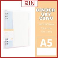 Sổ Tay Ghi Chép Gáy còng   Binder Gáy Lò Xo ghi chép 120 Trang Bìa nhựa sổ tay gáy còng - Có kèm giấy 120 trang - Size A5 - Cam