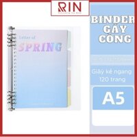 Sổ Tay Ghi Chép Gáy còng   Binder Gáy Lò Xo ghi chép 120 Trang Bìa nhựa sổ tay gáy còng - Có kèm giấy 120 trang - Size A5 - Spring