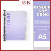 Sổ Tay Ghi Chép Gáy còng   Binder Gáy Lò Xo ghi chép 120 Trang Bìa nhựa sổ tay gáy còng - Có kèm giấy 120 trang - Size A5 - Tidal
