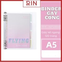 Sổ Tay Ghi Chép Gáy còng   Binder Gáy Lò Xo ghi chép 120 Trang Bìa nhựa sổ tay gáy còng - Có kèm giấy 120 trang - Size A5 - Flying