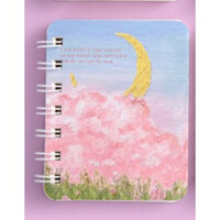 Sổ tay ghi chép lò xo mini nhỏ gọn bỏ túi, Sổ tay cute hoạt hình đẹp dễ thương 80 trang a7 có dòng kẻ Yorn- Hàng Chính Hãng - Mây hồng 01