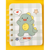Sổ tay ghi chép lò xo mini nhỏ gọn bỏ túi, Sổ tay cute hoạt hình đẹp dễ thương 80 trang a7 có dòng kẻ Yorn- Hàng Chính Hãng - Khủng long cute 02