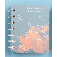 Sổ tay ghi chép lò xo mini nhỏ gọn bỏ túi, Sổ tay cute hoạt hình đẹp dễ thương 80 trang a7 có dòng kẻ Yorn- Hàng Chính Hãng - Gấu mây 04