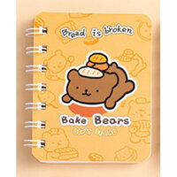 Sổ tay ghi chép lò xo mini nhỏ gọn bỏ túi, Sổ tay cute hoạt hình đẹp dễ thương 80 trang a7 có dòng kẻ Yorn- Hàng Chính Hãng - Bake bear 01