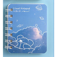 Sổ tay ghi chép lò xo mini nhỏ gọn bỏ túi, Sổ tay cute hoạt hình đẹp dễ thương 80 trang a7 có dòng kẻ Yorn- Hàng Chính Hãng - Gấu mây 02