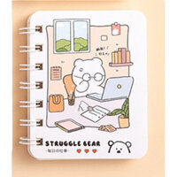 Sổ tay ghi chép lò xo mini nhỏ gọn bỏ túi, Sổ tay cute hoạt hình đẹp dễ thương 80 trang a7 có dòng kẻ Yorn- Hàng Chính Hãng - Gấu trắng 04