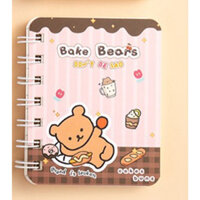 Sổ tay ghi chép lò xo mini nhỏ gọn bỏ túi, Sổ tay cute hoạt hình đẹp dễ thương 80 trang a7 có dòng kẻ Yorn- Hàng Chính Hãng - Bake bear 03