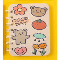 Sổ tay ghi chép lò xo mini nhỏ gọn bỏ túi, Sổ tay cute hoạt hình đẹp dễ thương 80 trang a7 có dòng kẻ Yorn- Hàng Chính Hãng - Gấu và thỏ 04