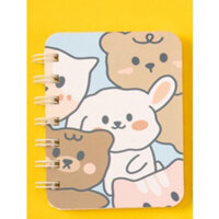 Sổ tay ghi chép lò xo mini nhỏ gọn bỏ túi, Sổ tay cute hoạt hình đẹp dễ thương 80 trang a7 có dòng kẻ Yorn- Hàng Chính Hãng - Gấu và thỏ 01
