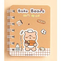 Sổ tay ghi chép lò xo mini nhỏ gọn bỏ túi, Sổ tay cute hoạt hình đẹp dễ thương 80 trang a7 có dòng kẻ Yorn- Hàng Chính Hãng - Bake bear 04