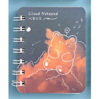 Sổ tay ghi chép lò xo mini nhỏ gọn bỏ túi, Sổ tay cute hoạt hình đẹp dễ thương 80 trang a7 có dòng kẻ Yorn- Hàng Chính Hãng - Gấu mây 03