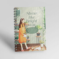 Sổ Tay Ghi Chép Lò Xo Shine Like Bright Star - Giấy Kẻ Ngang 160 Trang, Khổ 13x19 cm