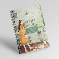 Sổ Tay Ghi Chép Lò Xo Shine Like Bright Star - Giấy Kẻ Ngang 160 Trang, Khổ 13x19 cm