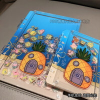 Sổ tay hoạt hình acrylic, sổ tay rời A5, sổ kế hoạch Shaker A7, SpongeBob trong suốt DIY