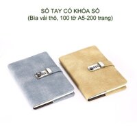 Sổ tay khóa số khổ A5, 100 tờ giấy với bìa cứng bọc vải thô