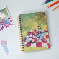 Sổ tay lò xo cô gái A5 160 trang 115GSM dày dặn viết calligraphy lưu bút, nhật ký,ghi chép học tập dễ thương - Cô gái picnic