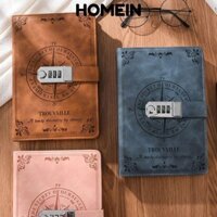 Sổ tay mật khẩu HOMEIN, có khóa mật khẩu Notepad 200 trang, Sổ tay nhật ký cổ điển bằng da PU A5 sáng tạo