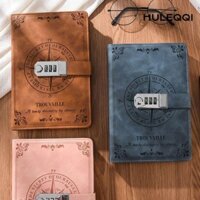 Sổ tay mật khẩu HULEQI, A5 có khóa mật khẩu Notepad, Sổ tay nhật ký 200 trang viết mượt mà đơn giản bằng da PU