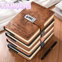 Sổ tay mật khẩu TAWJOG, có khóa mật khẩu Notepad 200 trang, Sổ tay nhật ký cổ điển bằng da PU viết mượt mà