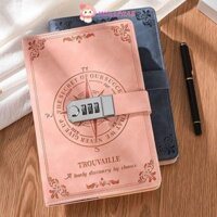Sổ tay mật khẩu WALLERAB, 200 trang có khóa mật khẩu Notepad, Da PU đơn giản Retro Viết mượt mà Nhật ký Sổ tay