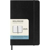 Sổ tay Moleskine 2025 Lịch tuần Bắt đầu vào tháng 1 Kích thước túi Màu đen DSB12WN2Y25 Nhật Bản