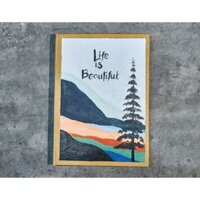 Sổ tay vẽ màu handmade "life is beautiful" giấy trơn