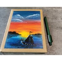 Sổ tay vẽ màu handmade "Thuyền ra khơi" giấy trơn