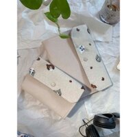 Sổ thêu Mèo ngố journal bìa vải nút bấm giặt được / gáy còng 6 lỗ size A5 A6