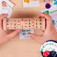 Số toán học đồ chơi Montessori cho trẻ em 4 + Khối xi lanh xoay DIY