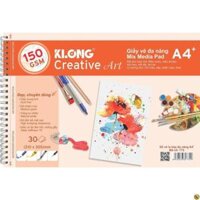 Sổ vẽ KLONG A4 cao cấp lò xo kép xé 150GSM 30 tờ MS772