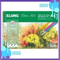 Sổ vẽ KLONG A4 cao cấp lò xo kép xé 250GSM 25 tờ MS777