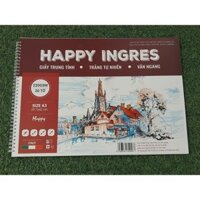 Sổ vẽ lò xo Happy Ingres 2 A3 220G 20 tờ, tập vẽ A3, VAT - COLORMATE