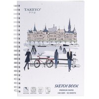 Sổ vẽ lò xo Takeyo A4 giấy màu ngà Sketch Book TMG- 8524