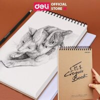 Sổ Vẽ Phác Thảo Deli - Gáy Lò Xo - Khổ Dọc A4 - Giấy Định Lượng 110Gsm  160Gsm - 73357  73634 - 110gsm 80 trang