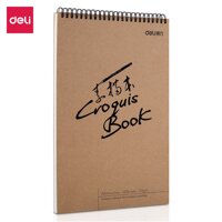 Sổ Vẽ Phác Thảo Deli - Gáy Lò Xo - Khổ Dọc A4 - Giấy Định Lượng 110Gsm  160Gsm - 73357  73634 - 110gsm 40 trang