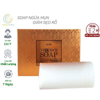Soap rửa mặt kiểm soát dầu, giảm mụn thâm, sẹo rỗ, Dưỡng trắng da Genie Vita Rice Soap 200g Hàn Quốc, Xà phòng rửa mặt