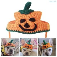 Soc * Chó Nhỏ Đan Mũ Bí Ngô Halloween Dressup Đảng Mũ Đội Đầu Chụp Ảnh Mèo