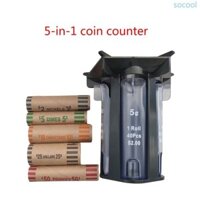 Soc * Máy phân loại Giá đỡ đồng xu Máy đếm tiền xu 5in1 Máy phân loại tiền xu