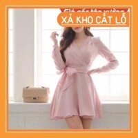 [SOC] [NEW]DAMDUTIEC  Đầm hồng tim chéo xoè bồng bềnh xinh xắn