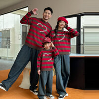 Sọc tình yêu dành cho cha mẹ và con cái Mặc len, Sọc năm mới Trang phục gia đình phước lành, Đồ dệt kim cho mẹ và con cái, Cặp đôi chúng ta
